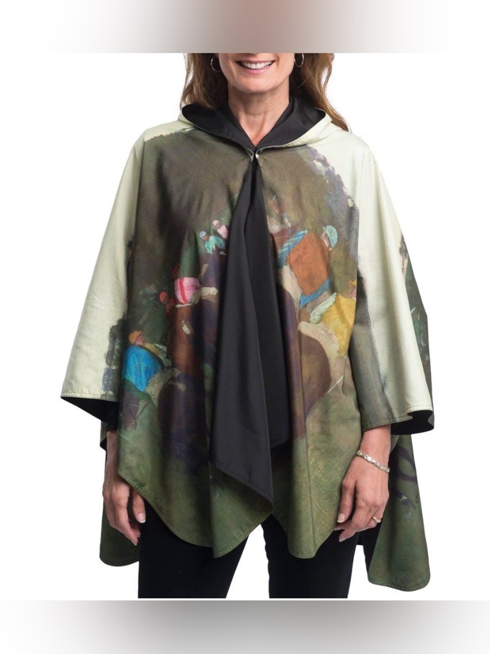 RainCaper Edgar Degas Horse Racing Art Hooded Rain Poncho Cape One Size Travel